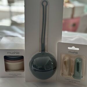 Mushie Baby Care Set in Blue and Cream